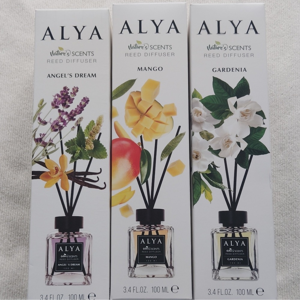 ALYA Nature's Scents Reed Diffuser 3-Pack 100mL Glass Angel's Mango Gardenia